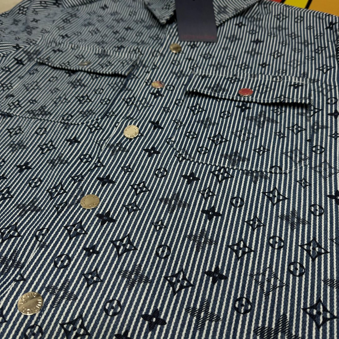 Louis Vuitton Striped Monogram Pocket Denim Jacket