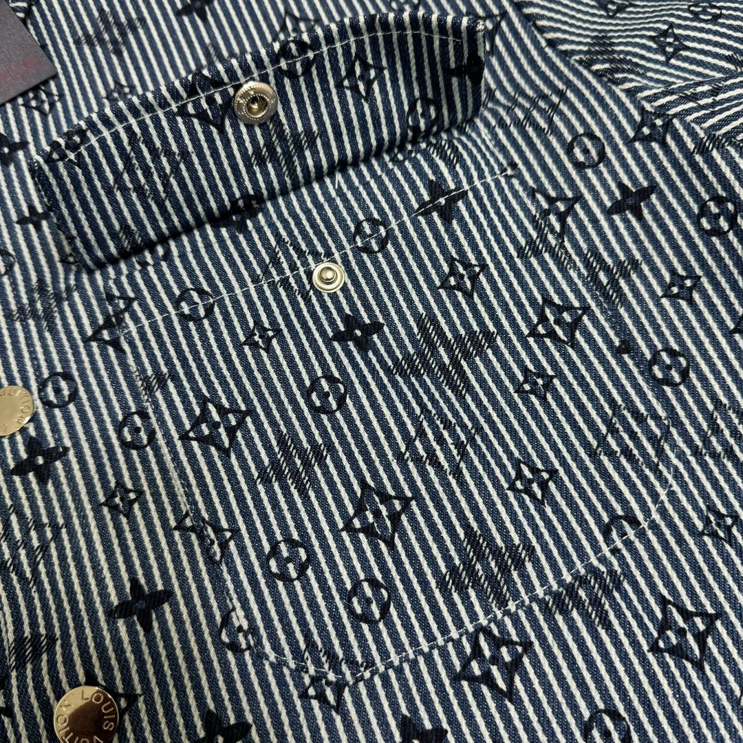Louis Vuitton Striped Monogram Pocket Denim Jacket