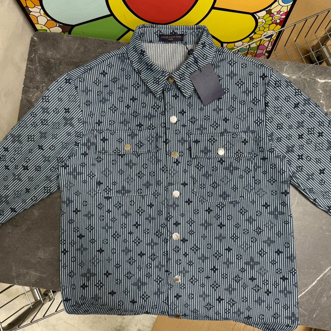 Louis Vuitton Striped Monogram Pocket Denim Jacket