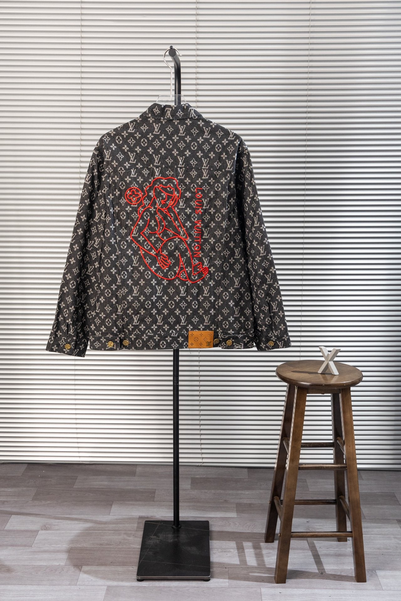Louis Vuitton x Supreme “Little Red” Monogram Washed Black Denim Jacket