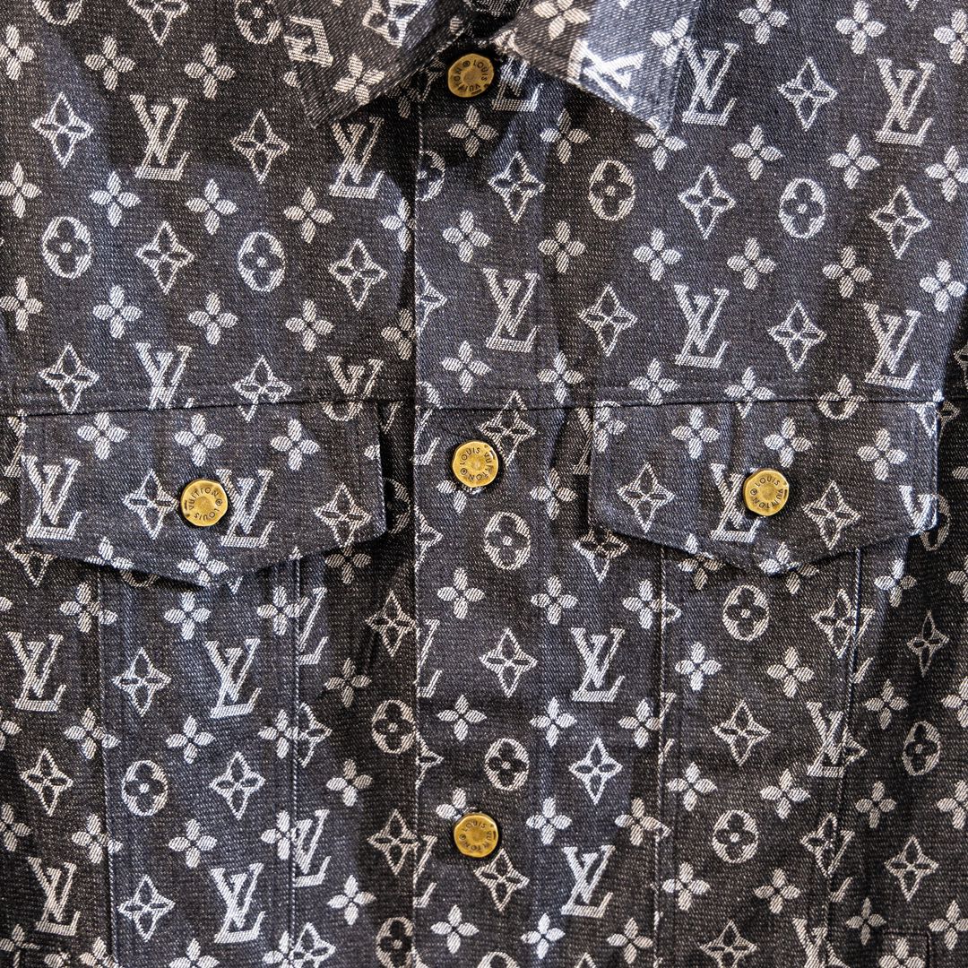 Louis Vuitton x Supreme “Little Red” Monogram Washed Black Denim Jacket