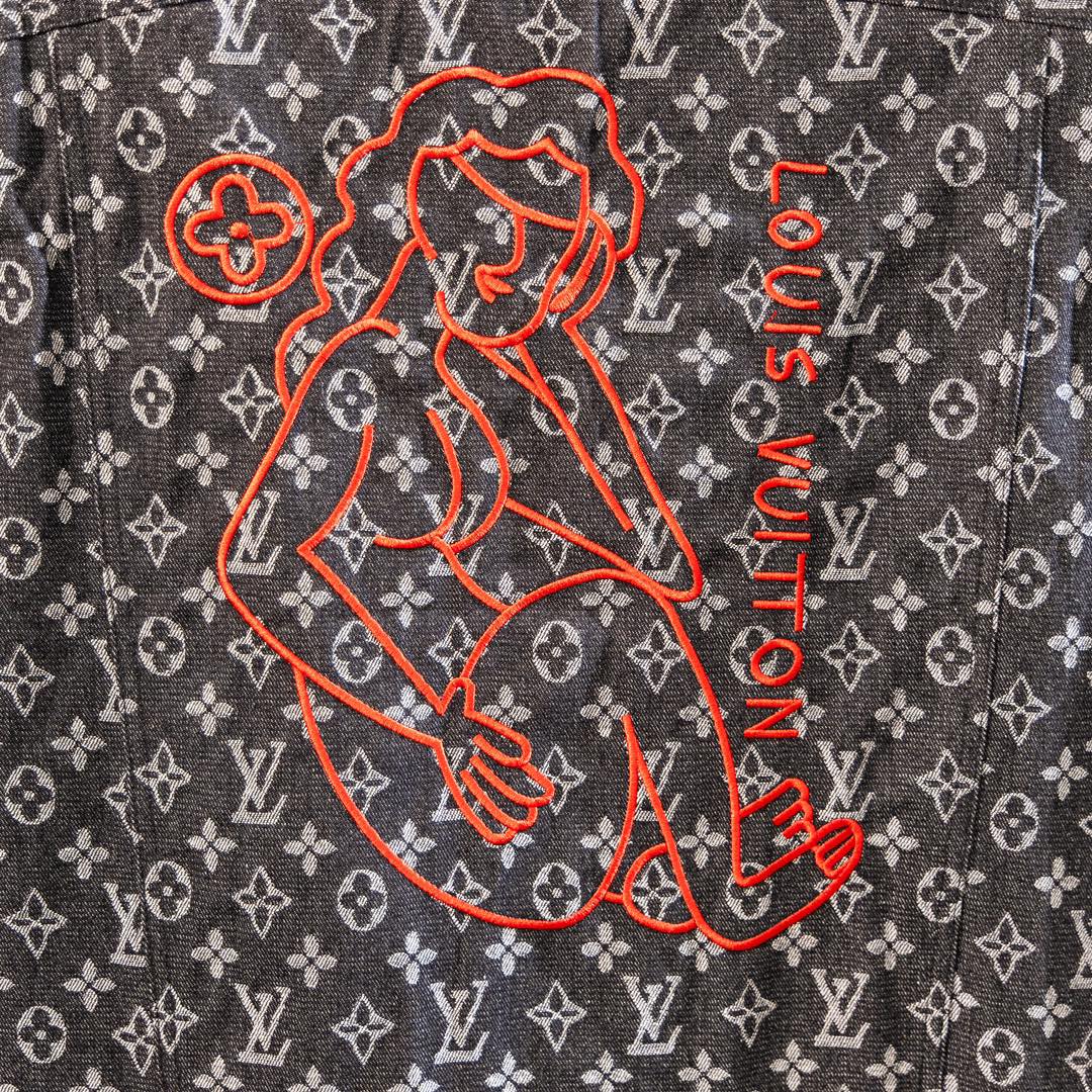 Louis Vuitton x Supreme “Little Red” Monogram Washed Black Denim Jacket
