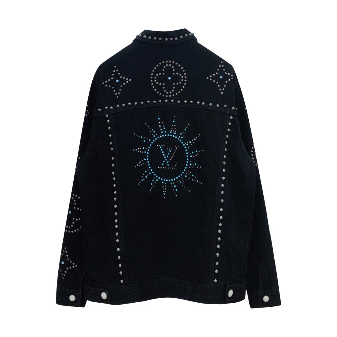 Louis Vuitton 24SS Turquoise Logo Studded Heavy-Wash Denim Jacket – Runway Edition