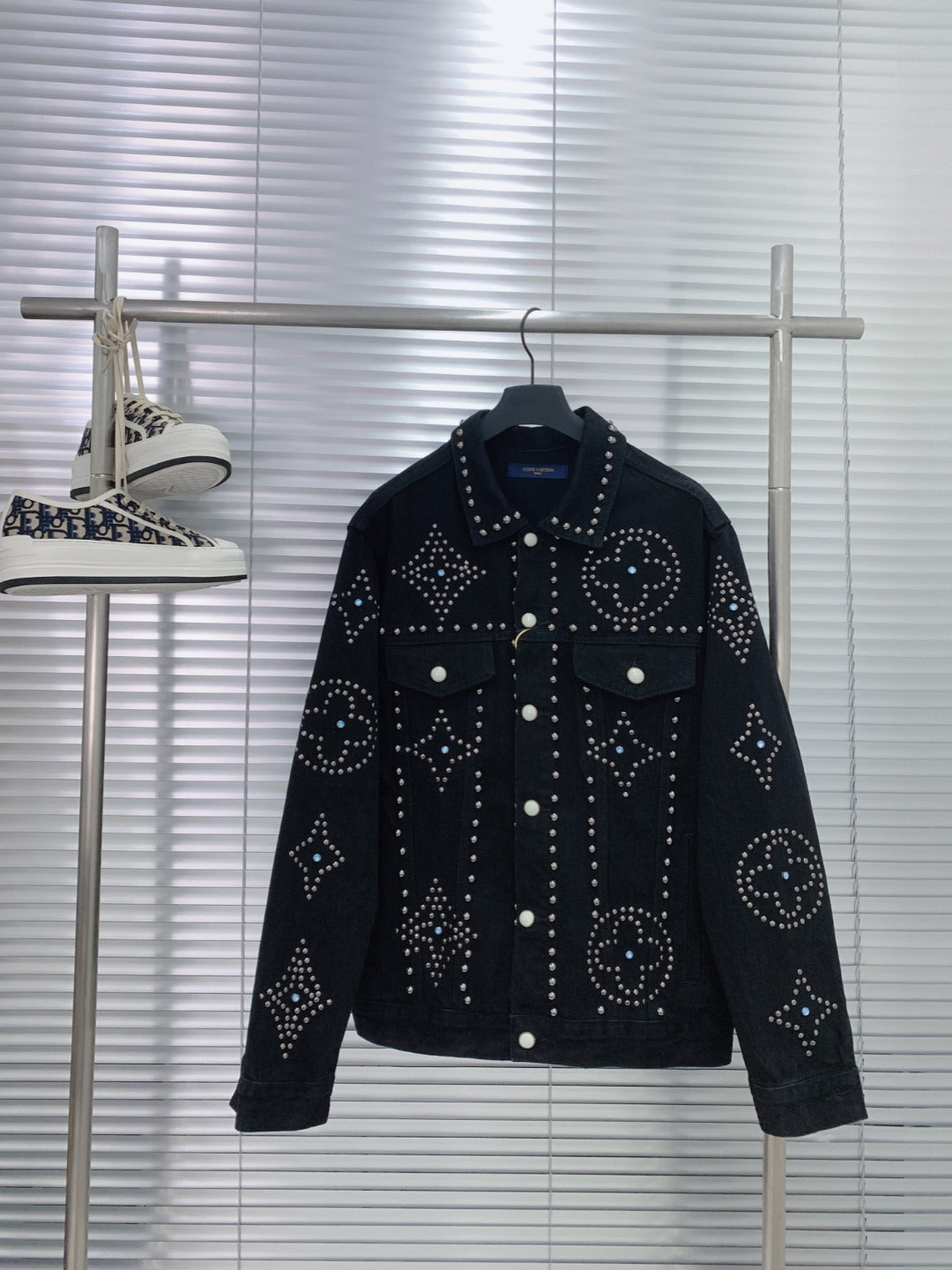 Louis Vuitton 24SS Turquoise Logo Studded Heavy-Wash Denim Jacket – Runway Edition