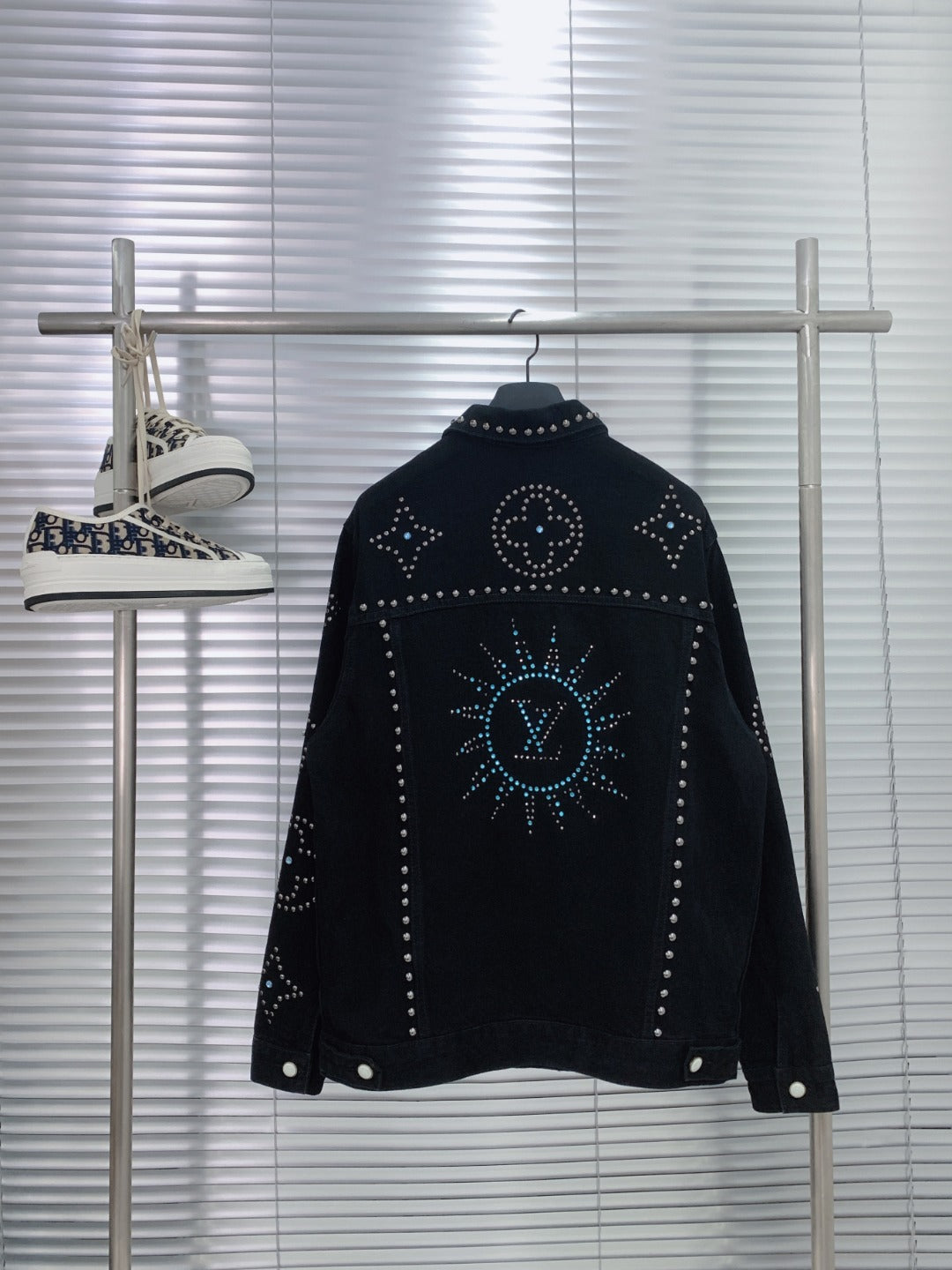 Louis Vuitton 24SS Turquoise Logo Studded Heavy-Wash Denim Jacket – Runway Edition