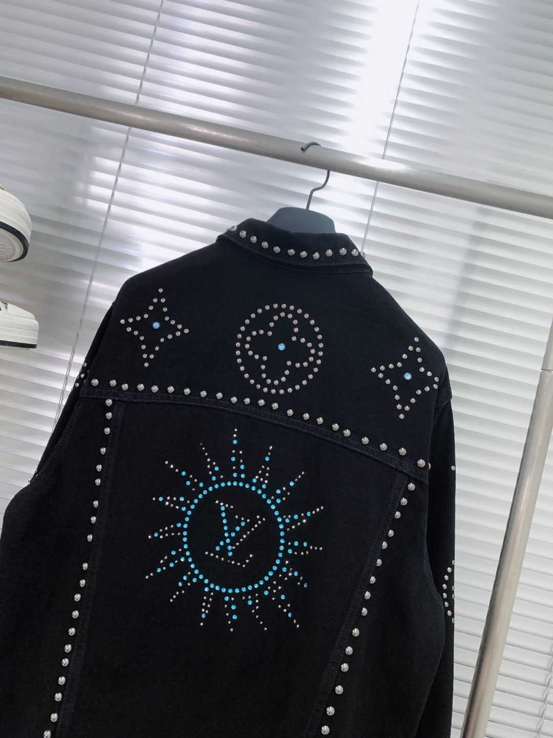 Louis Vuitton 24SS Turquoise Logo Studded Heavy-Wash Denim Jacket – Runway Edition