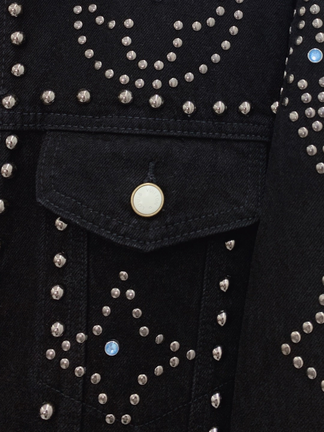 Louis Vuitton 24SS Turquoise Logo Studded Heavy-Wash Denim Jacket – Runway Edition