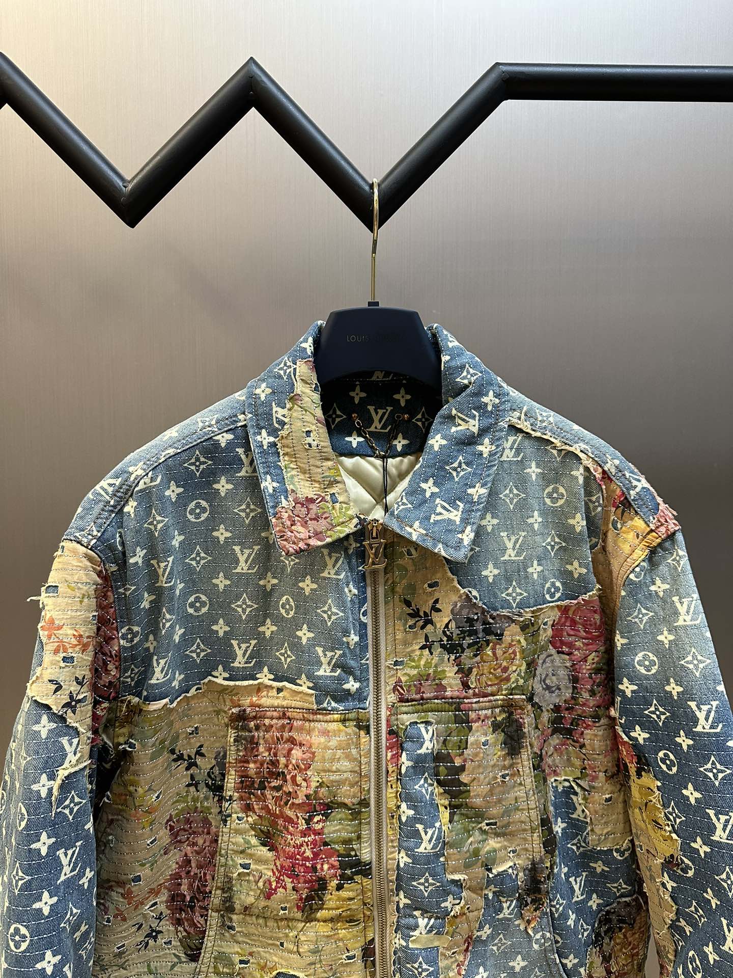 Louis Vuitton Distressed Effect Denim Padded Jacket – Monogram Boro Patchwork