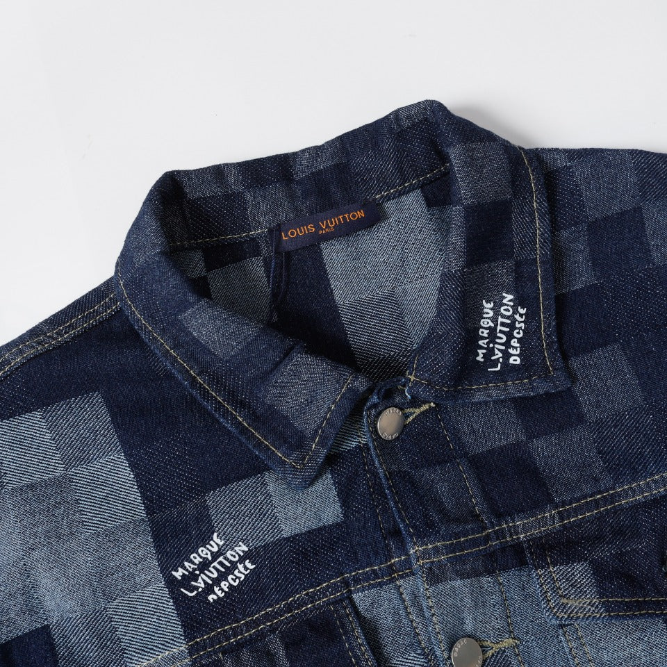 LV Louis Vuitton Mosaic Denim Jacket | Sizes M–XXL