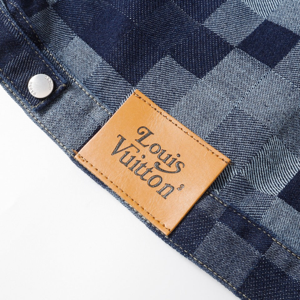 LV Louis Vuitton Mosaic Denim Jacket | Sizes M–XXL