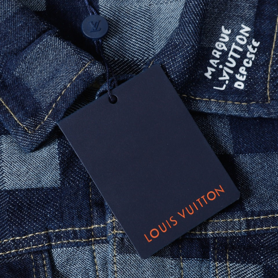 LV Louis Vuitton Mosaic Denim Jacket | Sizes M–XXL