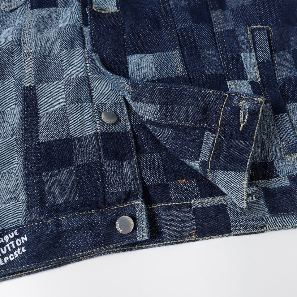 LV Louis Vuitton Mosaic Denim Jacket | Sizes M–XXL