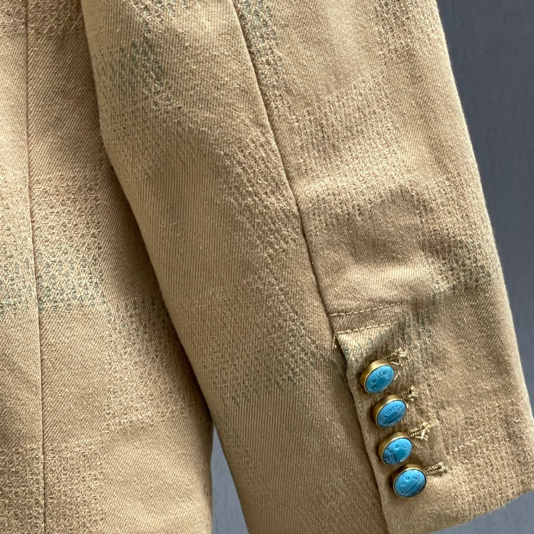 LV Collarless Jacquard Denim Workwear Jacket | Sizes S–XL