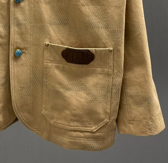 LV Collarless Jacquard Denim Workwear Jacket | Sizes S–XL