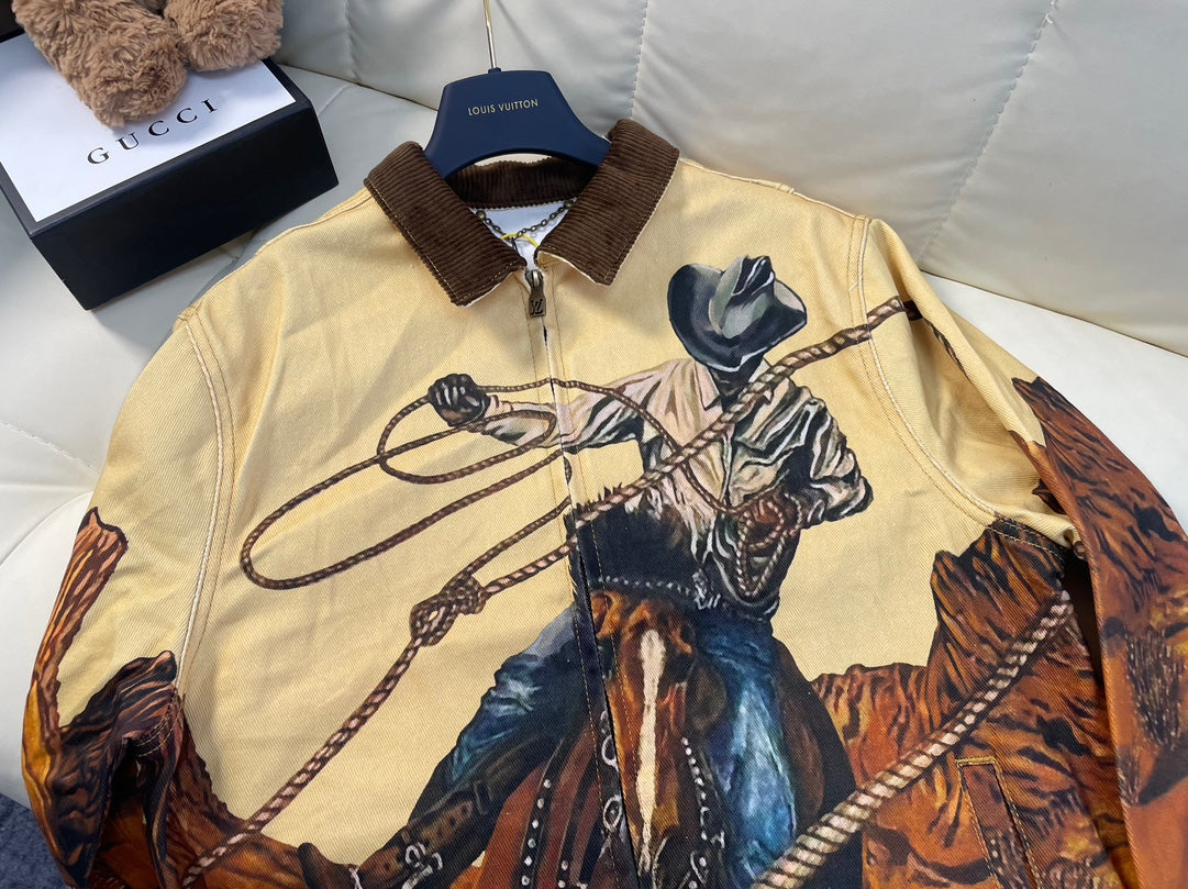 Louis Vuitton “Campfire Series” Horse Print Denim Jacket | Unisex | Sizes S–XL