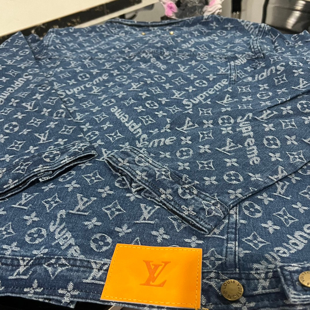Louis Vuitton × Supreme Monogram Jacquard Denim Jacket | Washed Vintage Finish | Unisex | S–XL