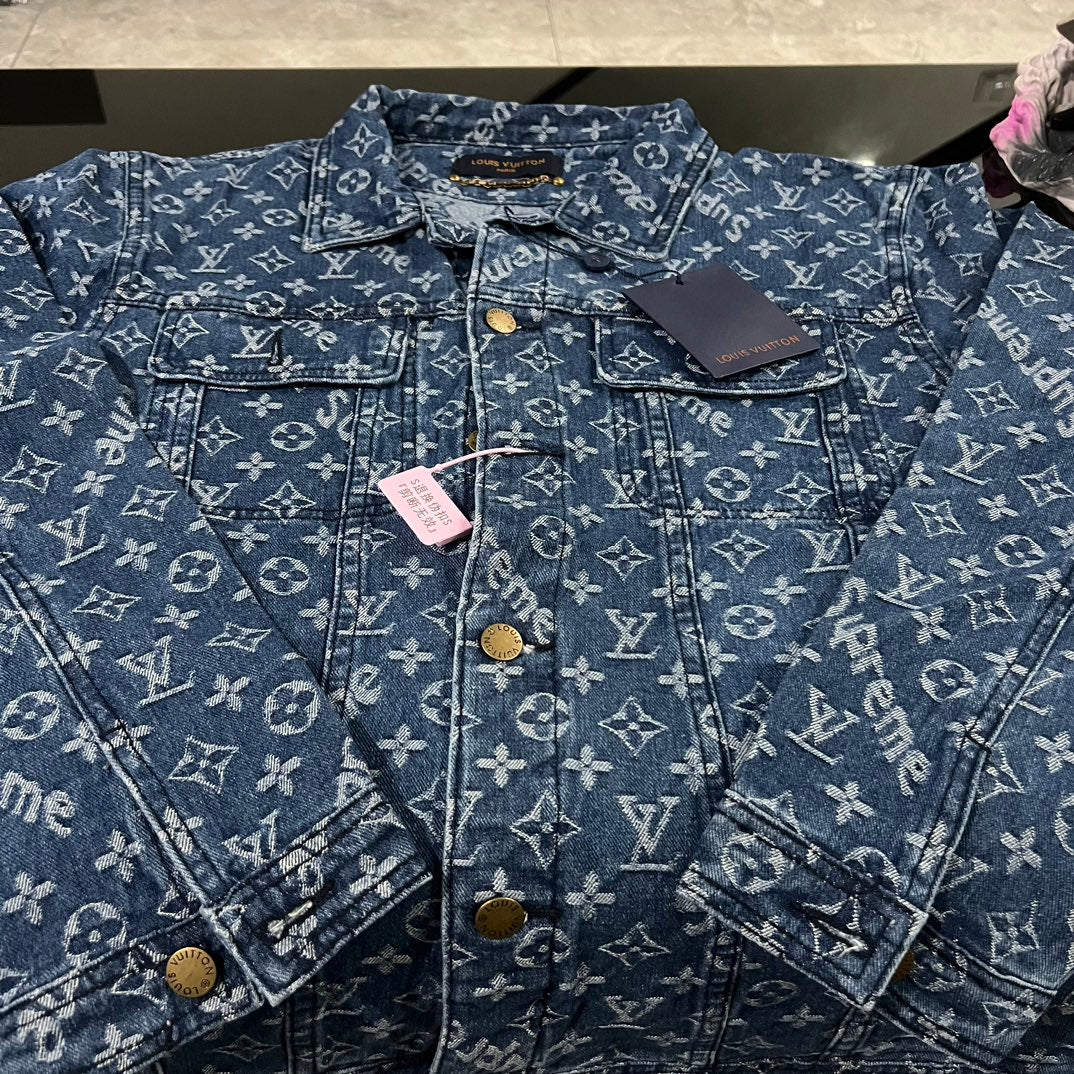 Louis Vuitton × Supreme Monogram Jacquard Denim Jacket | Washed Vintage Finish | Unisex | S–XL