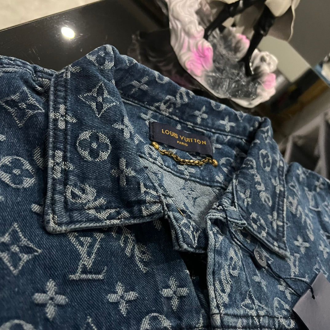 Louis Vuitton × Supreme Monogram Jacquard Denim Jacket | Washed Vintage Finish | Unisex | S–XL