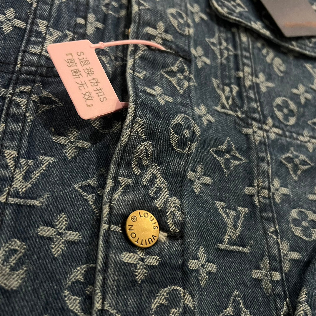 Louis Vuitton × Supreme Monogram Jacquard Denim Jacket | Washed Vintage Finish | Unisex | S–XL