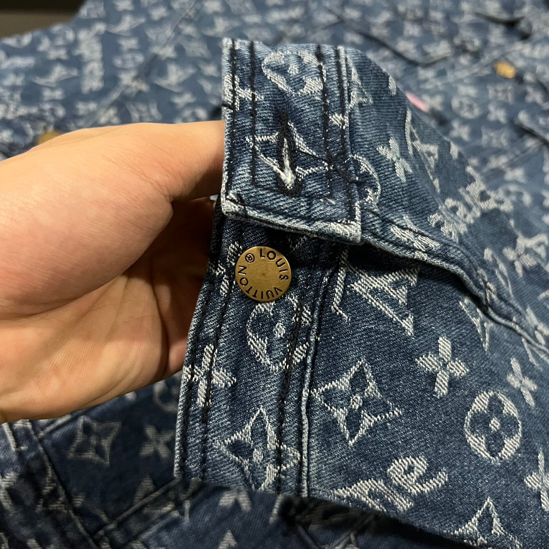Louis Vuitton × Supreme Monogram Jacquard Denim Jacket | Washed Vintage Finish | Unisex | S–XL