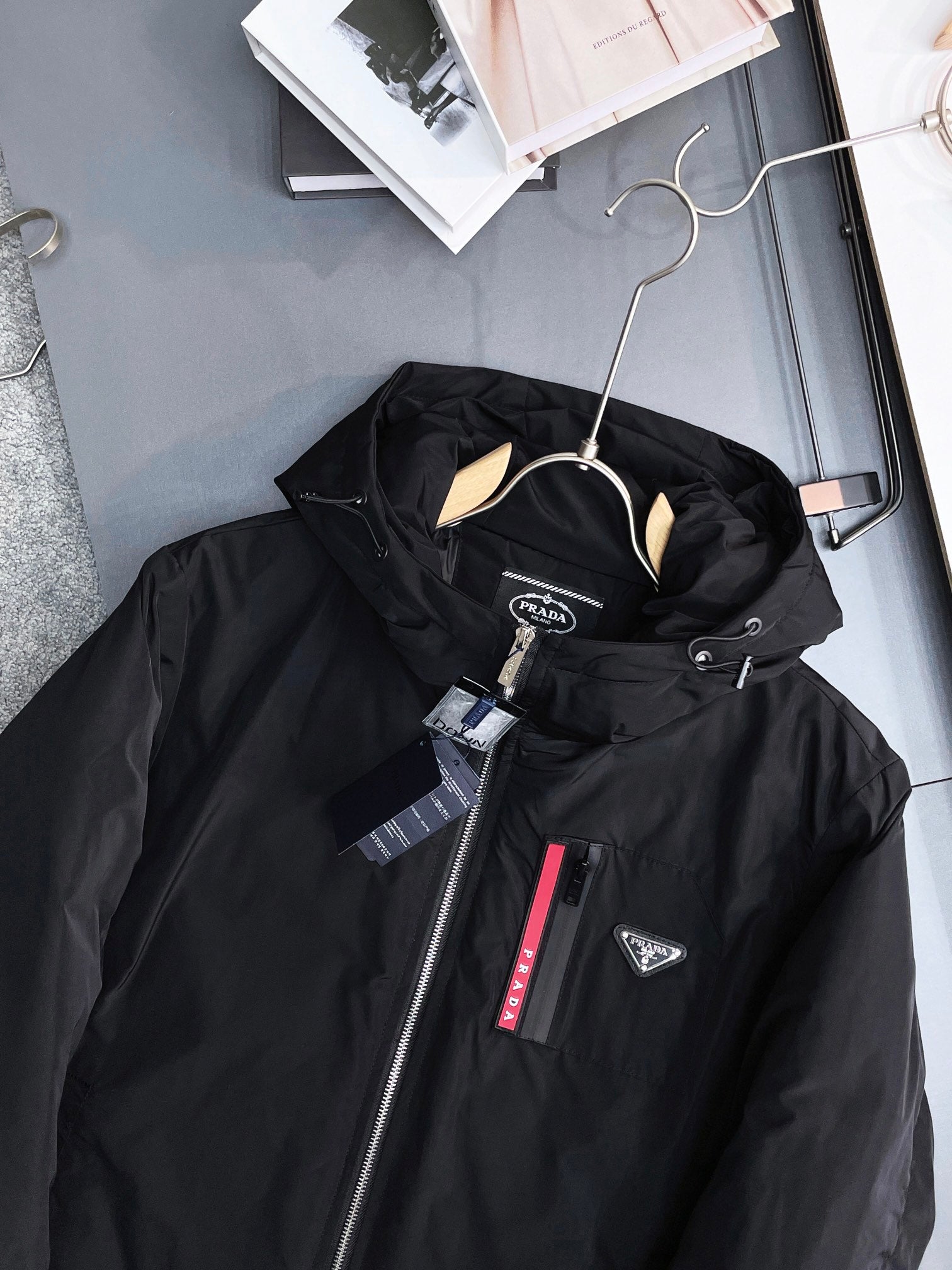 PRADA 2024 FW Premium Goose Down Jacket | Colorblock Design | Unisex | M–3XL