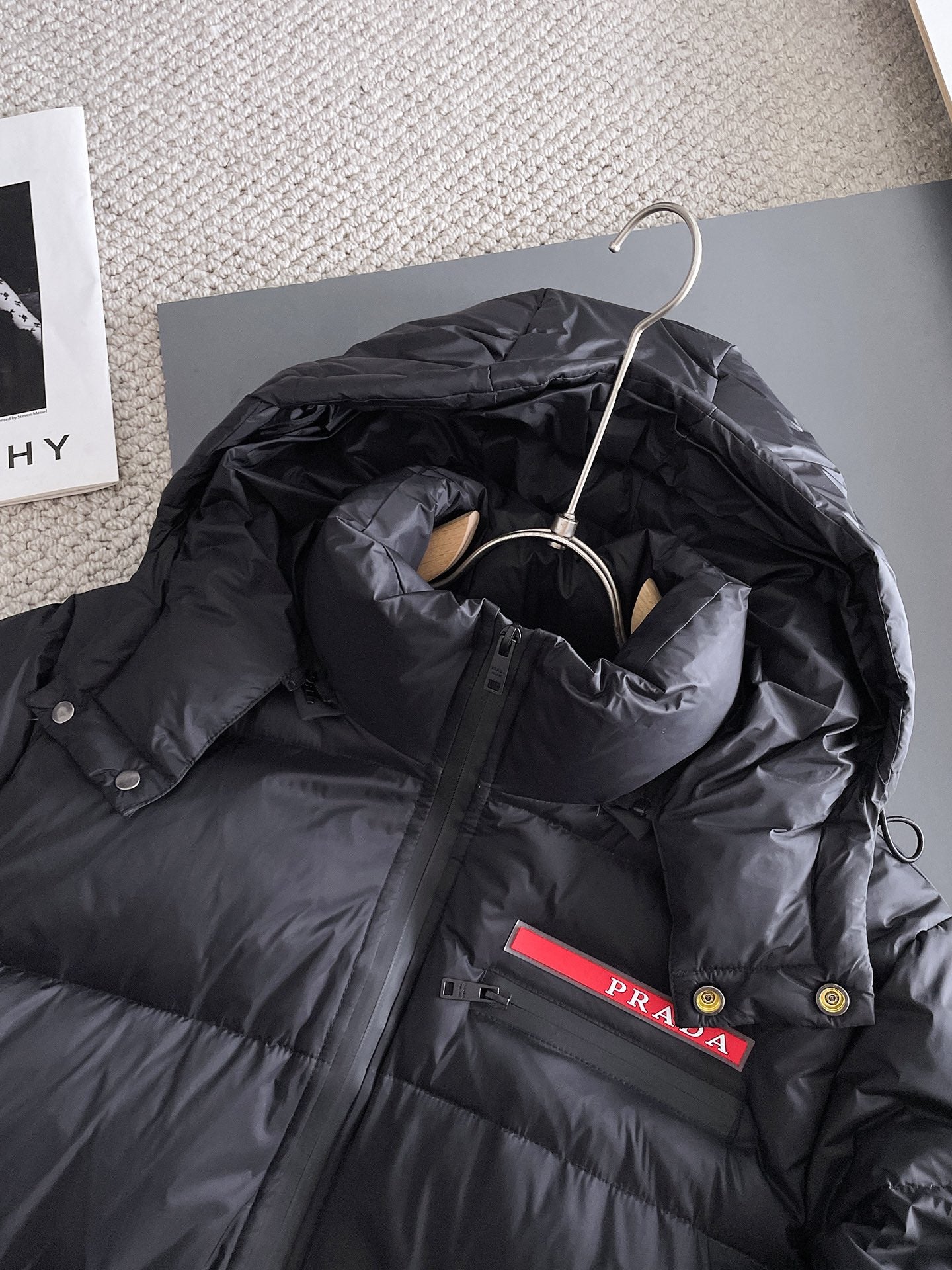 PRADA 2024 FW Premium Goose Down Jacket | Colorblock Design | Unisex | M–3XL