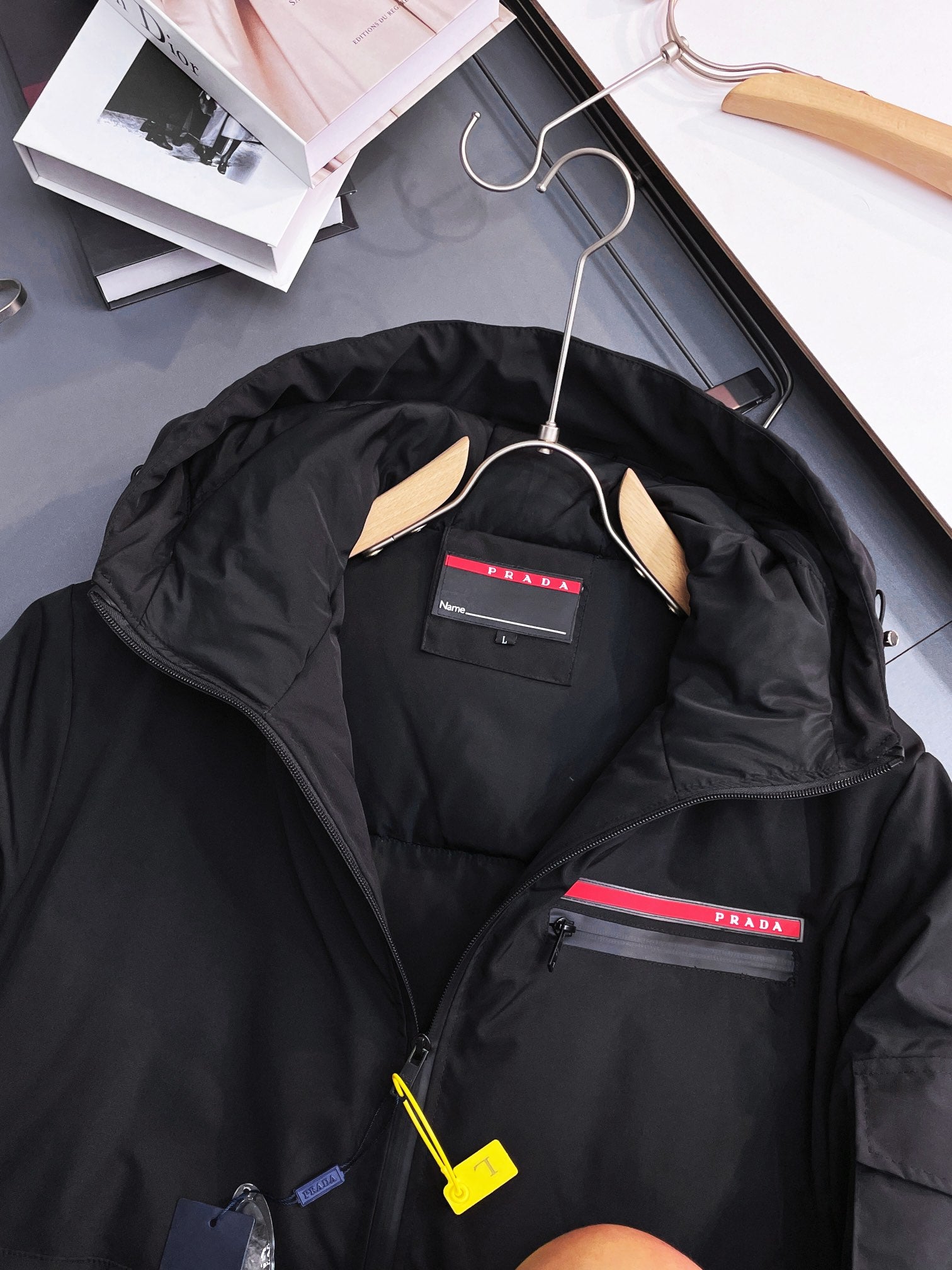 PRADA 2024 FW Premium Goose Down Jacket | Colorblock Design | Unisex | M–3XL