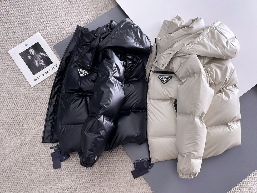 PRADA 2024 FW Premium Goose Down Jacket | Colorblock Design | Unisex | M–3XL