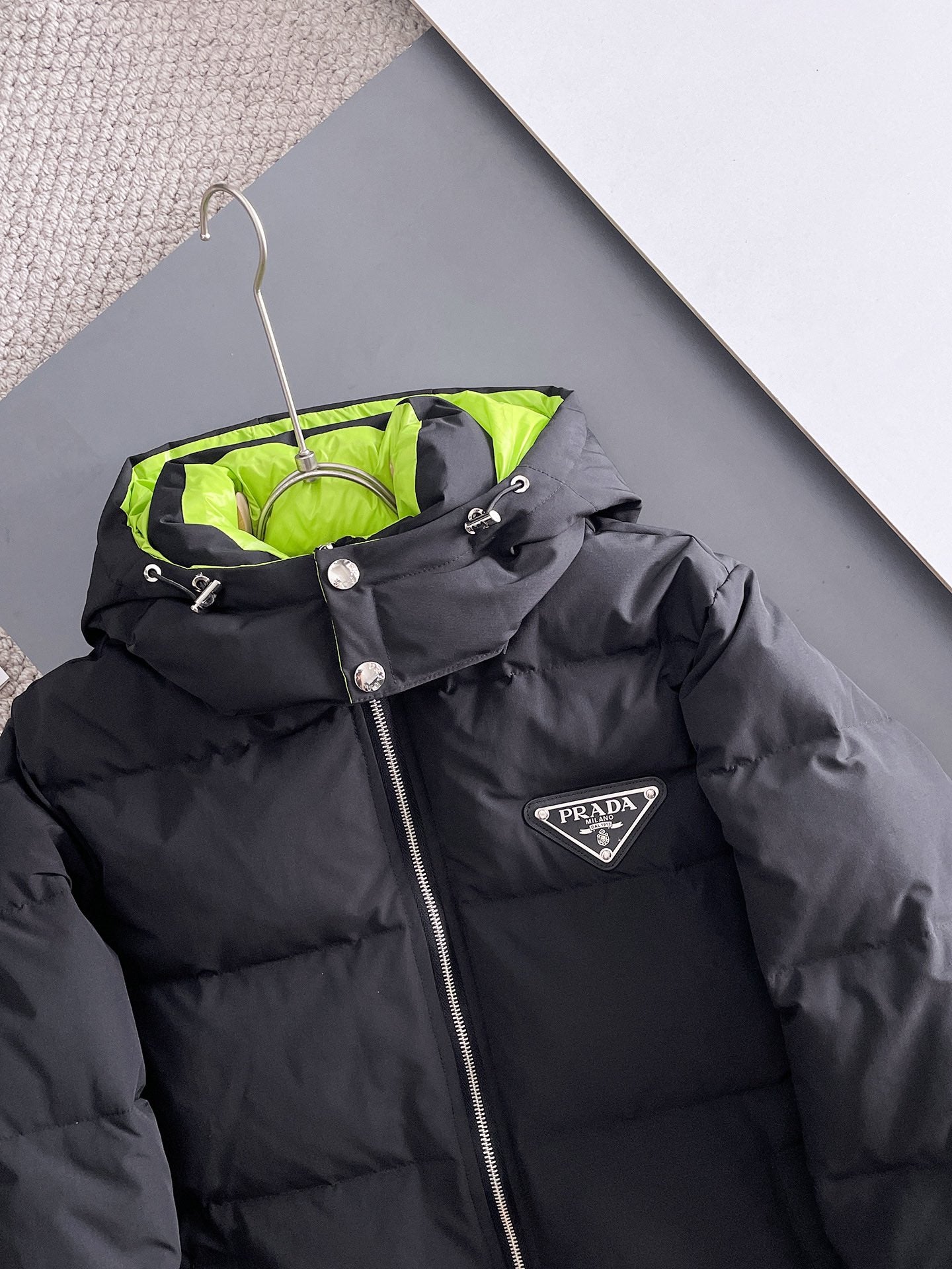PRADA 2024 FW Premium Goose Down Jacket | Colorblock Design | Unisex | M–3XL