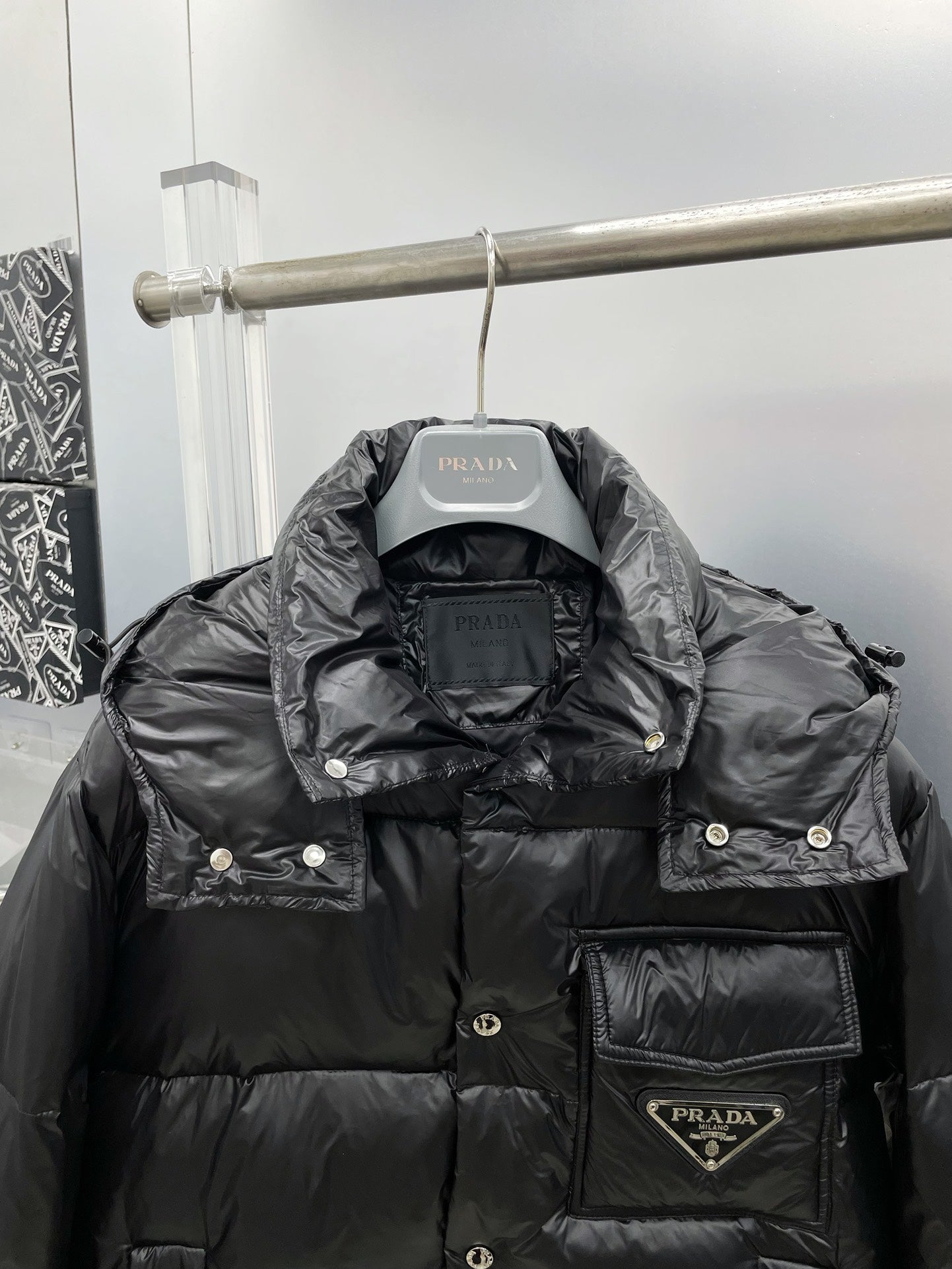 PRADA 2024 FW Down Jacket | Metal Triangle Logo | M–3XL