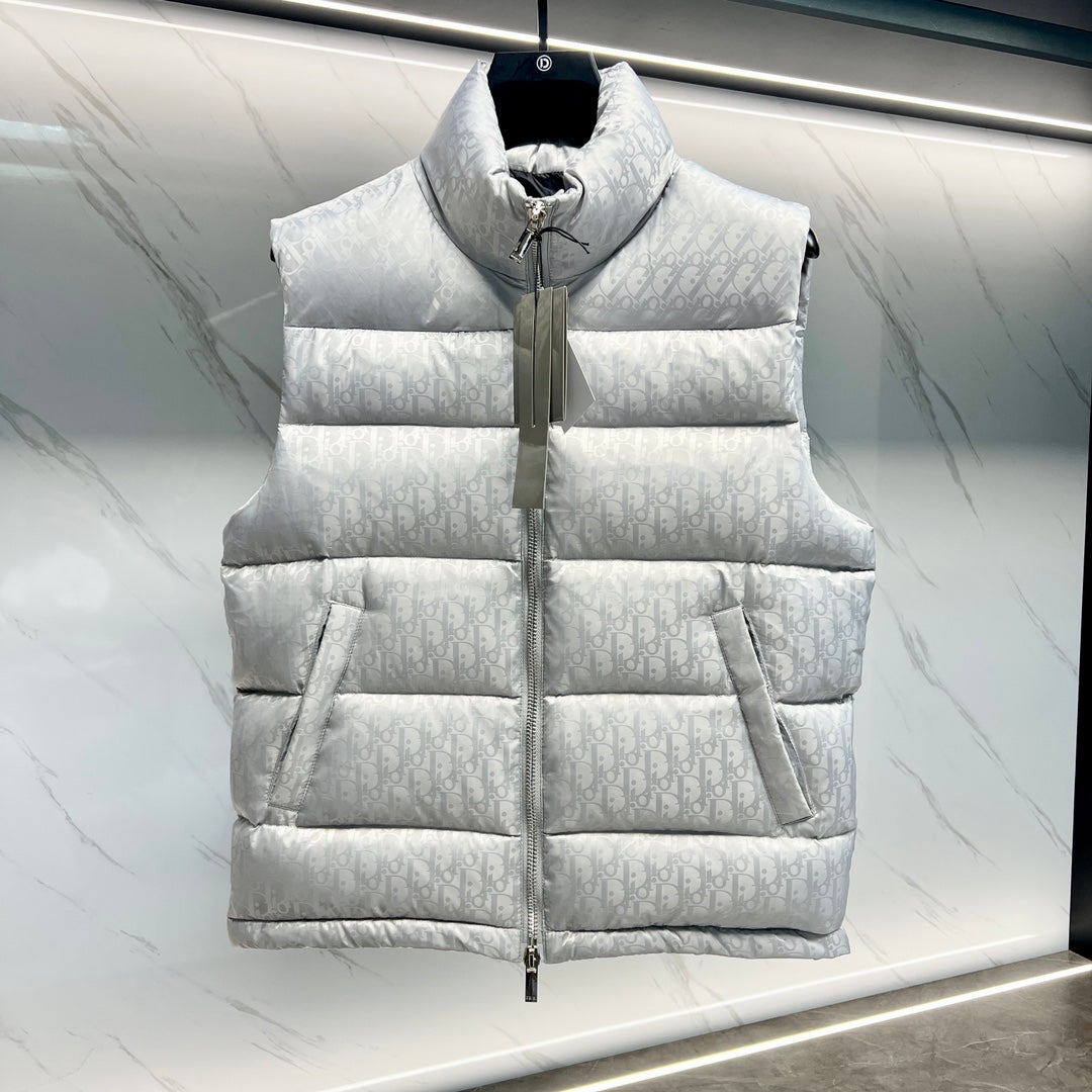 DIOR 23FW Oblique Jacquard Down Vest | 90% White Goose Down | Unisex | Sizes 44–54