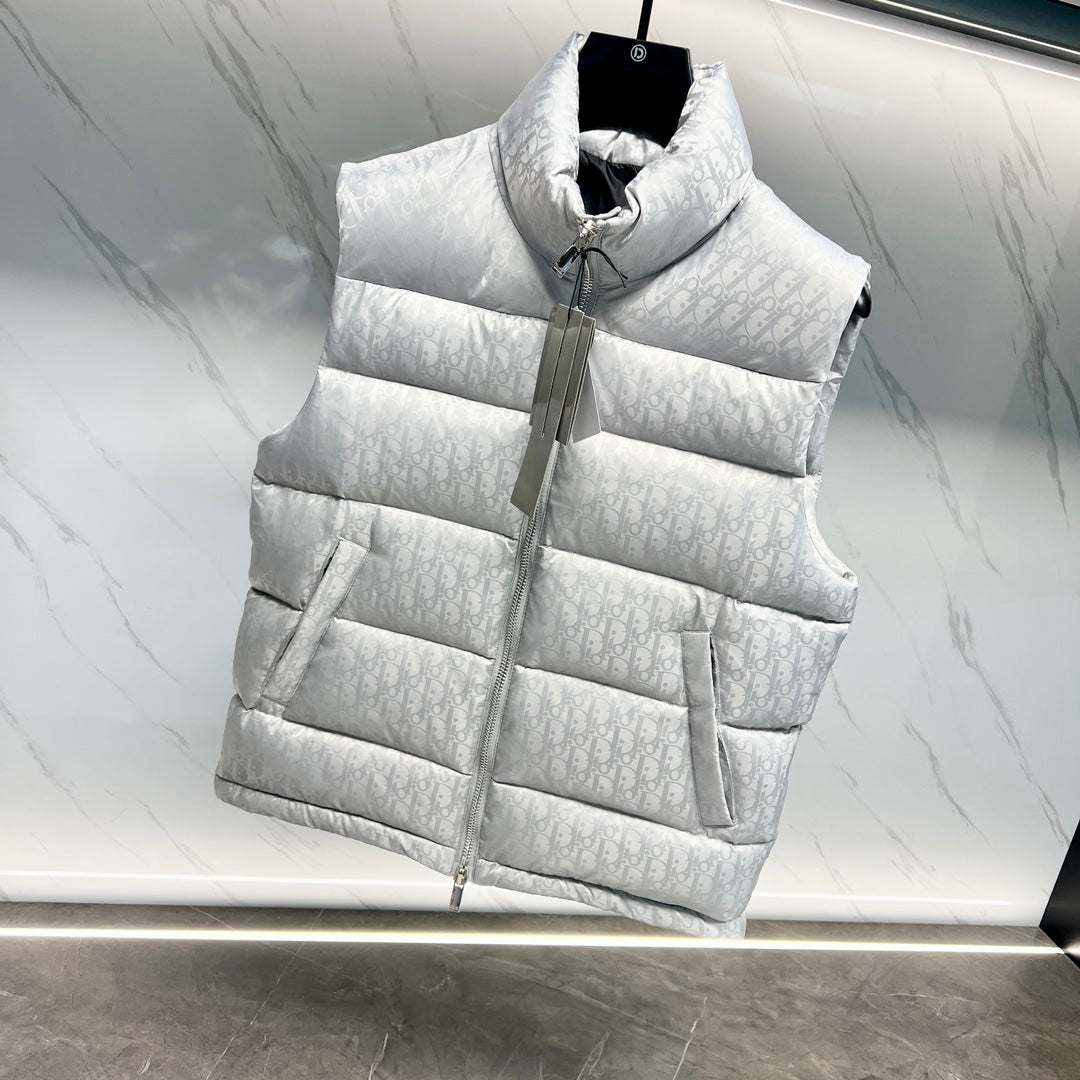 DIOR 23FW Oblique Jacquard Down Vest | 90% White Goose Down | Unisex | Sizes 44–54