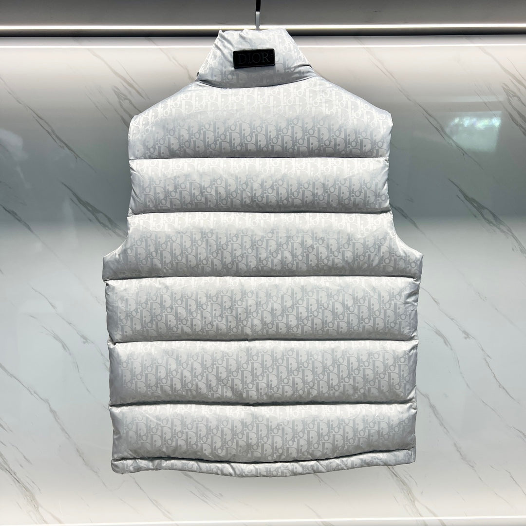 DIOR 23FW Oblique Jacquard Down Vest | 90% White Goose Down | Unisex | Sizes 44–54