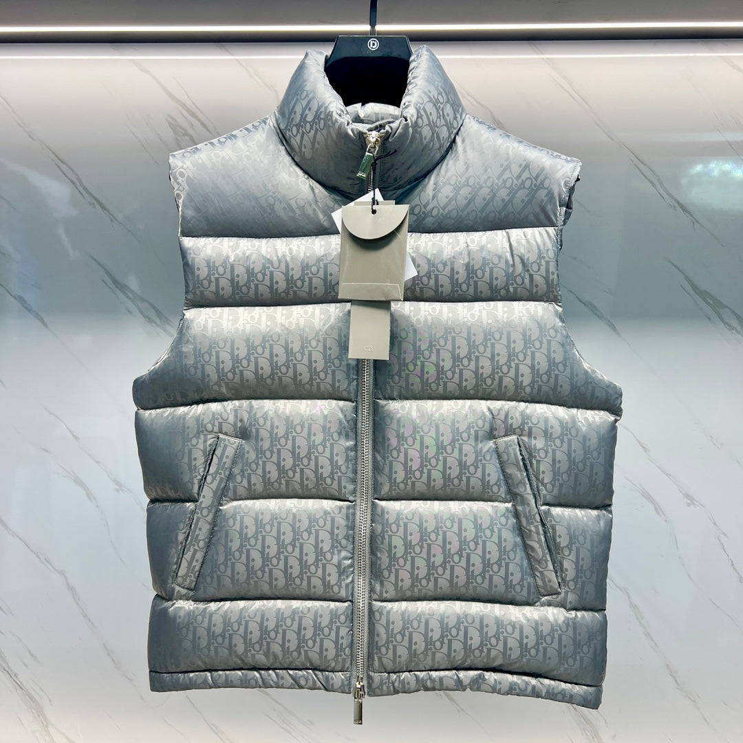 DIOR 23FW Oblique Jacquard Down Vest | 90% White Goose Down | Unisex | Sizes 44–54