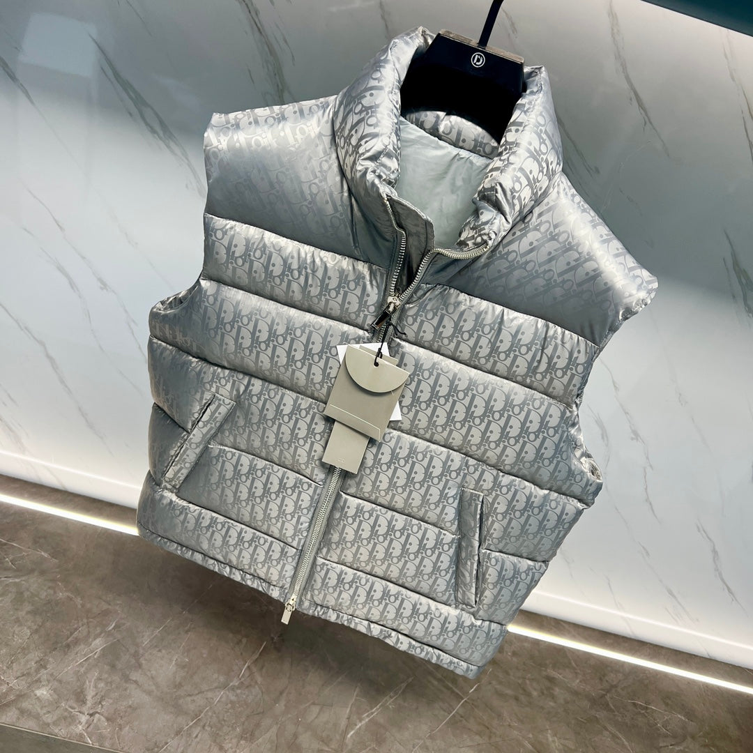 DIOR 23FW Oblique Jacquard Down Vest | 90% White Goose Down | Unisex | Sizes 44–54
