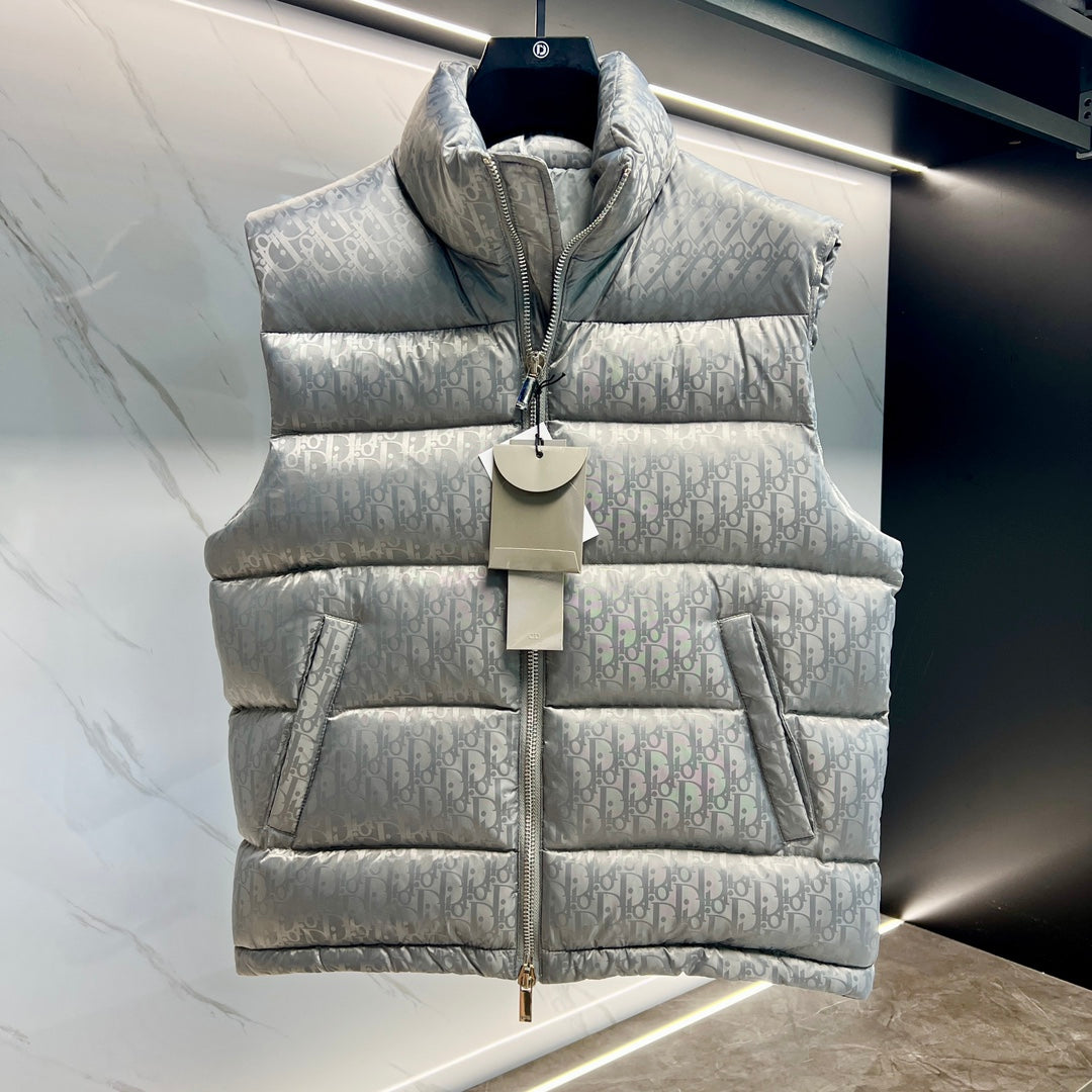 DIOR 23FW Oblique Jacquard Down Vest | 90% White Goose Down | Unisex | Sizes 44–54