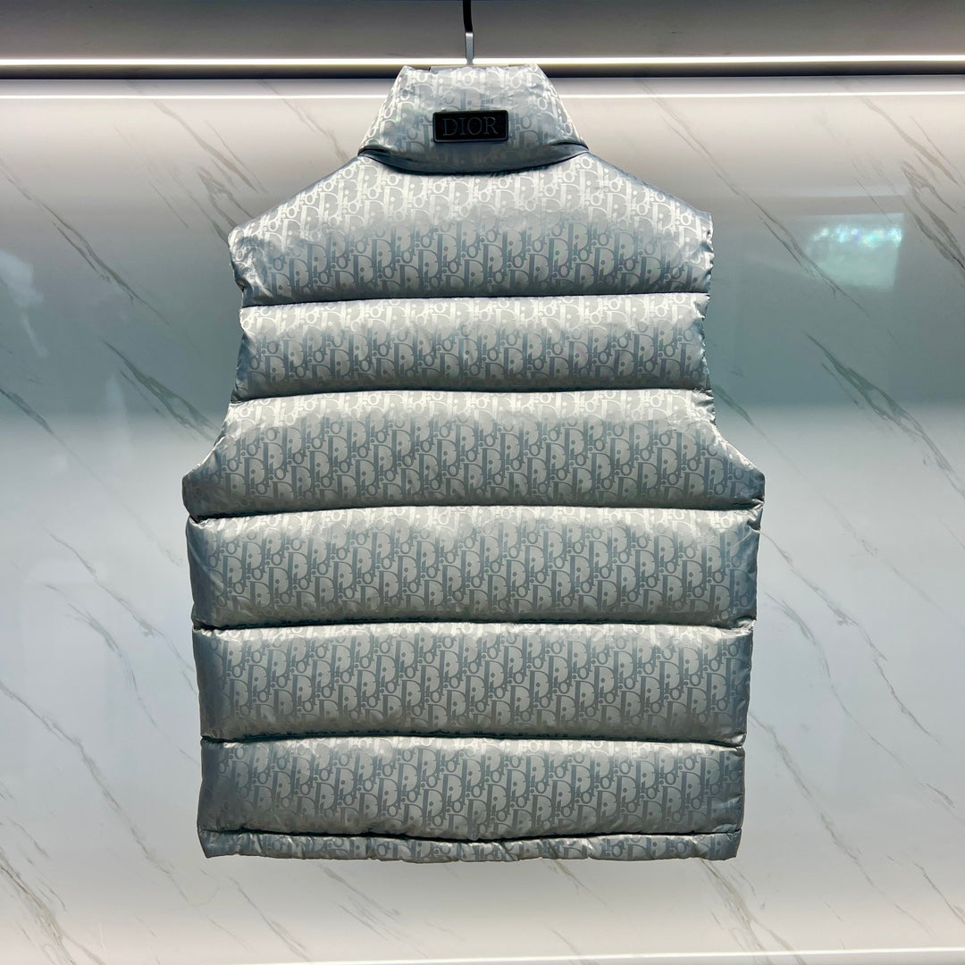 DIOR 23FW Oblique Jacquard Down Vest | 90% White Goose Down | Unisex | Sizes 44–54