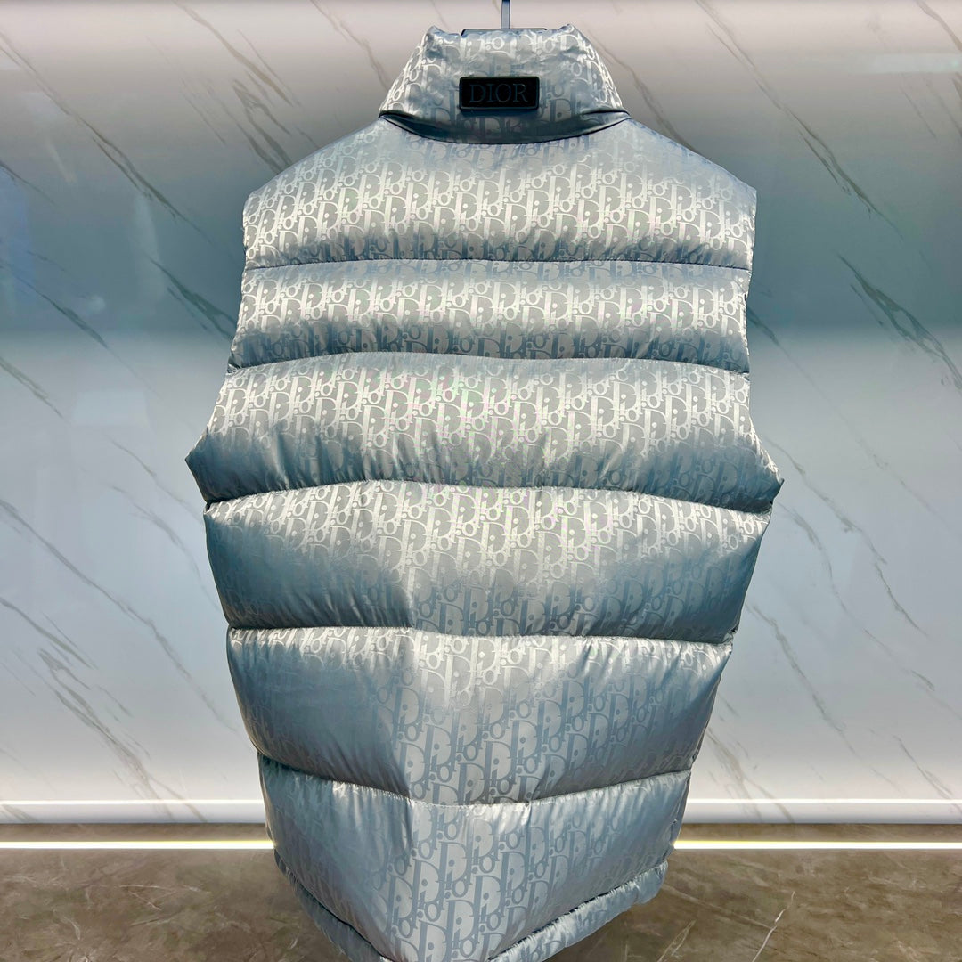 DIOR 23FW Oblique Jacquard Down Vest | 90% White Goose Down | Unisex | Sizes 44–54