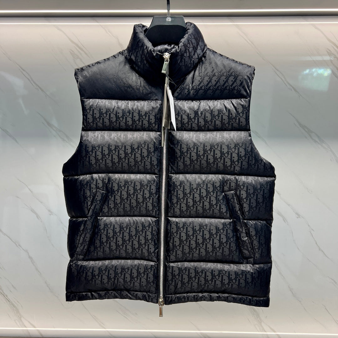 DIOR 23FW Oblique Jacquard Down Vest | 90% White Goose Down | Unisex | Sizes 44–54