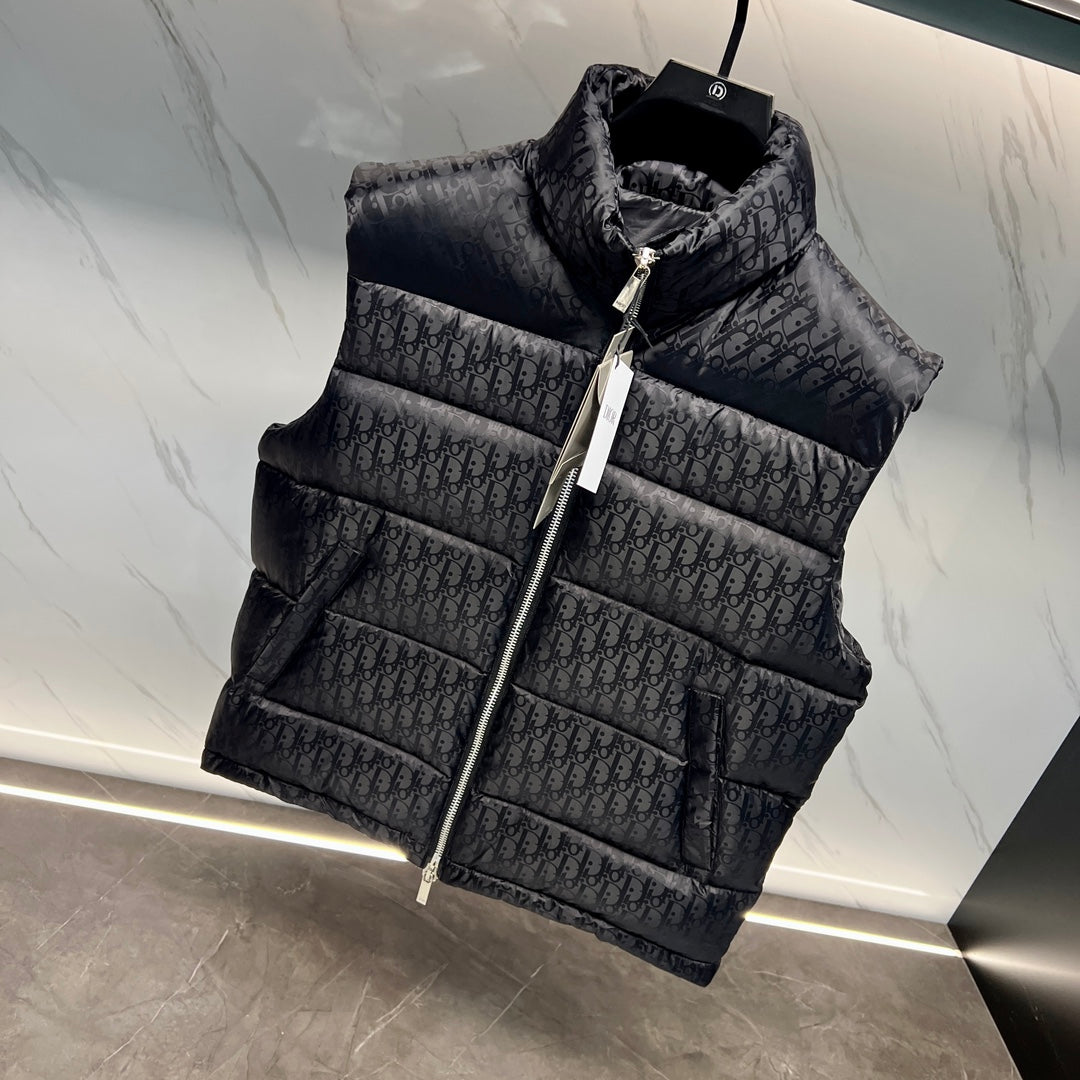 DIOR 23FW Oblique Jacquard Down Vest | 90% White Goose Down | Unisex | Sizes 44–54