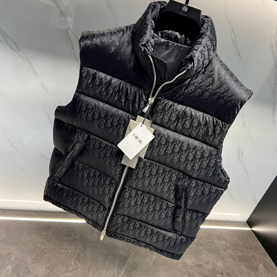 DIOR 23FW Oblique Jacquard Down Vest | 90% White Goose Down | Unisex | Sizes 44–54