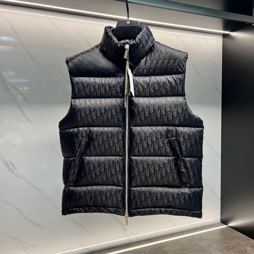 DIOR 23FW Oblique Jacquard Down Vest | 90% White Goose Down | Unisex | Sizes 44–54
