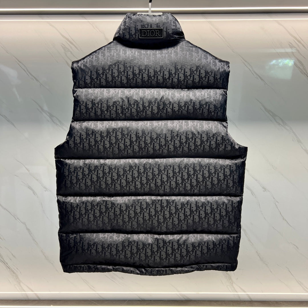 DIOR 23FW Oblique Jacquard Down Vest | 90% White Goose Down | Unisex | Sizes 44–54