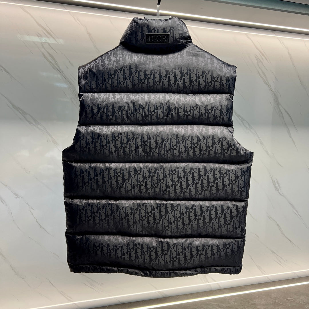 DIOR 23FW Oblique Jacquard Down Vest | 90% White Goose Down | Unisex | Sizes 44–54