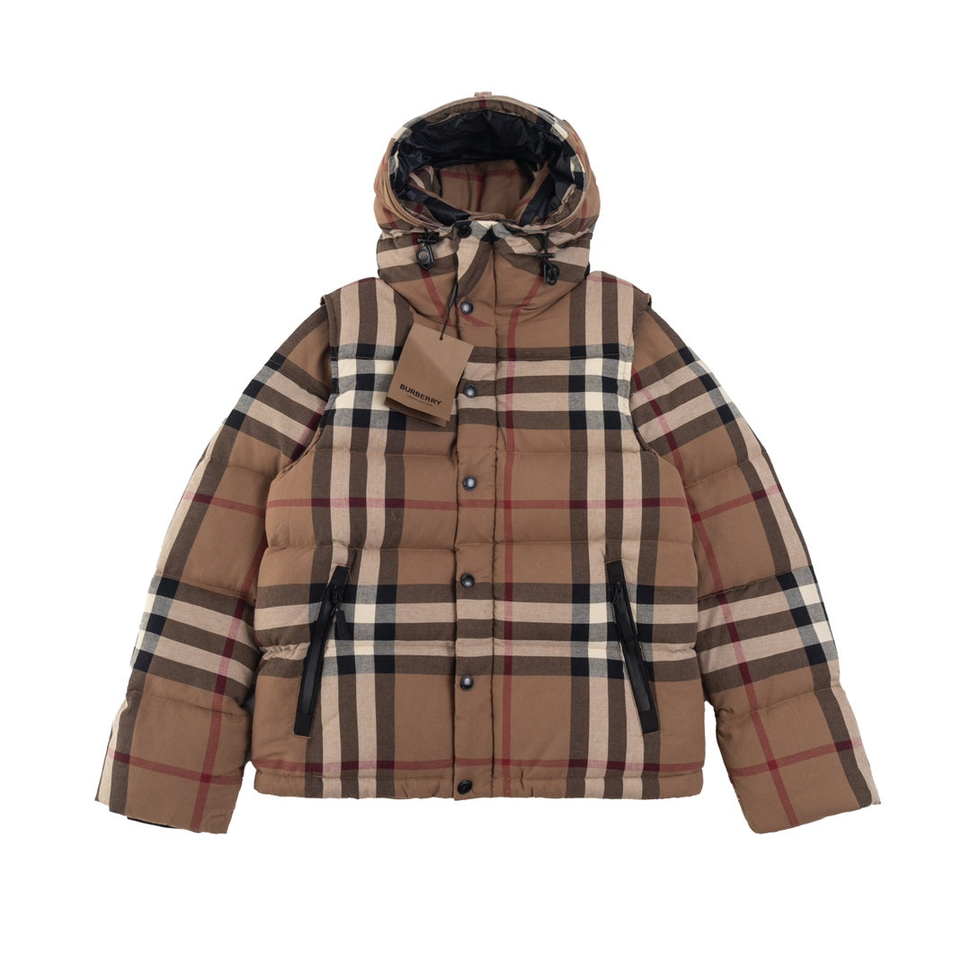 Burberry Plaid Hooded Down Jacket – Unisex