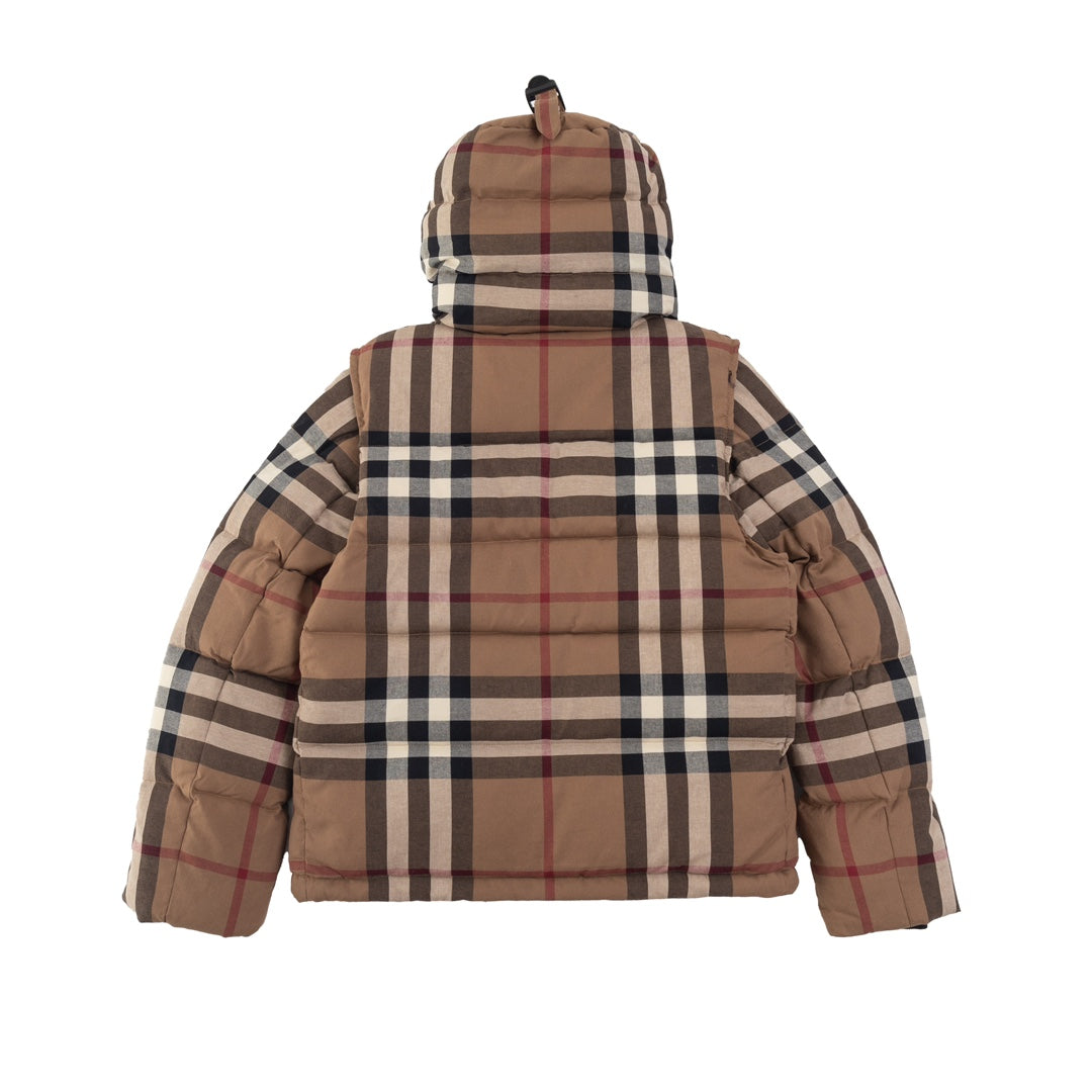 Burberry Plaid Hooded Down Jacket – Unisex