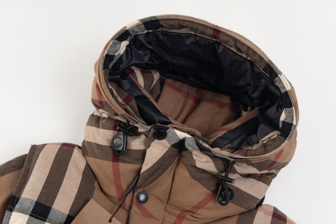 Burberry Plaid Hooded Down Jacket – Unisex