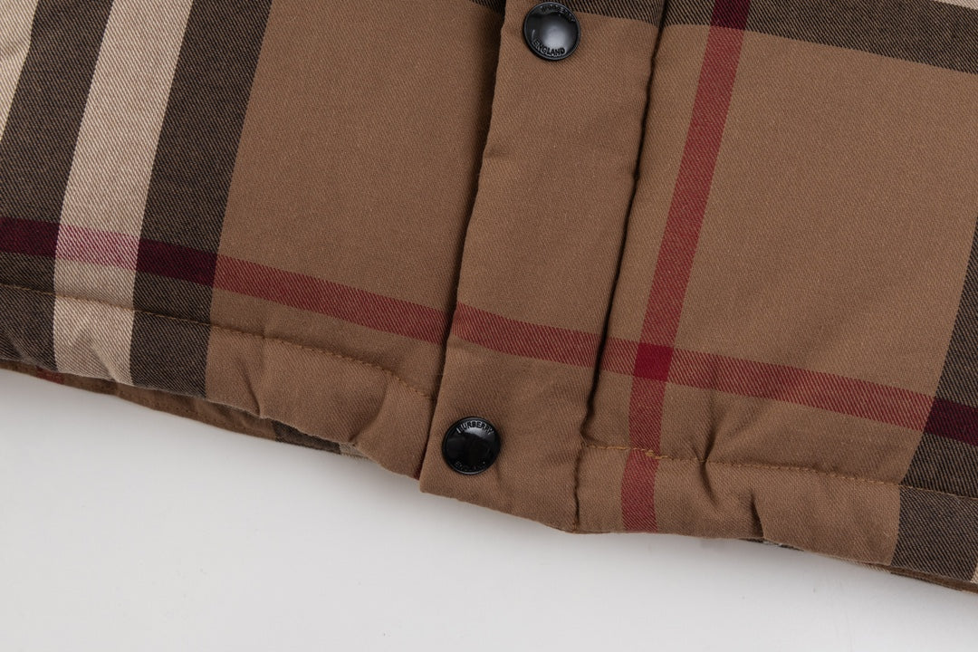Burberry Plaid Hooded Down Jacket – Unisex
