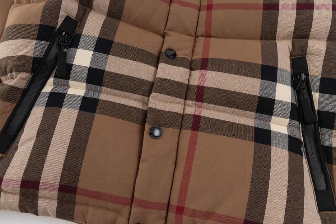 Burberry Plaid Hooded Down Jacket – Unisex
