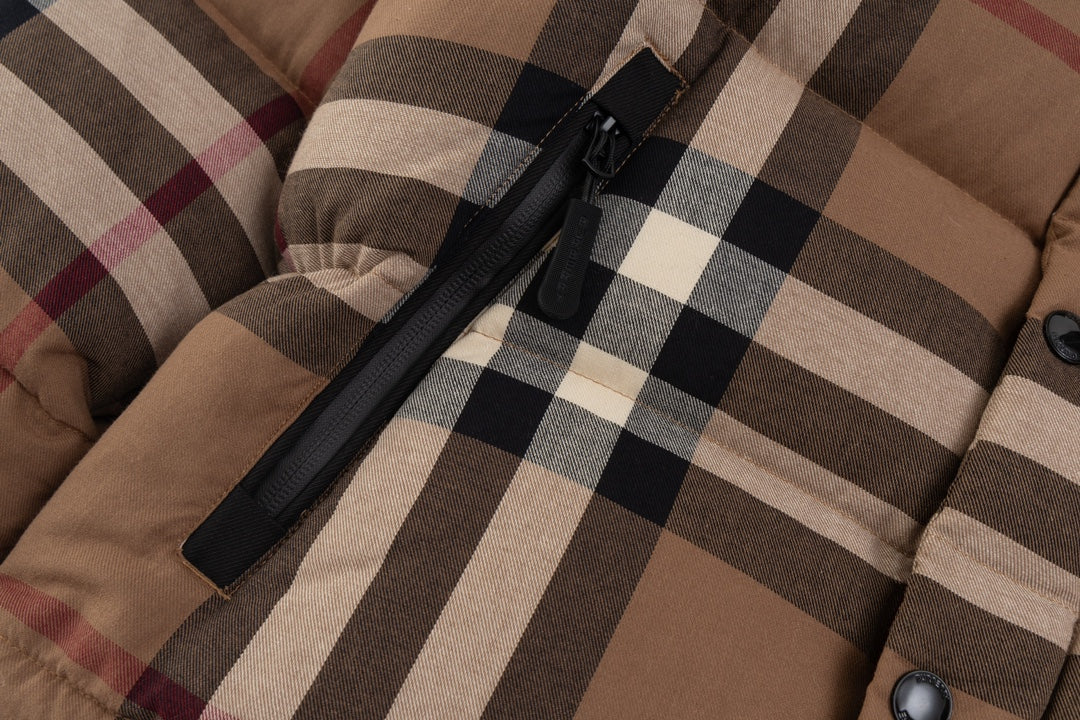 Burberry Plaid Hooded Down Jacket – Unisex